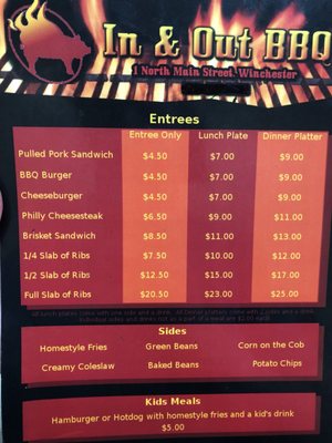 Menu photo 2 In & Out BBQ Winchester, KY