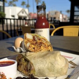 Breakfast burrito and black beans are amazing