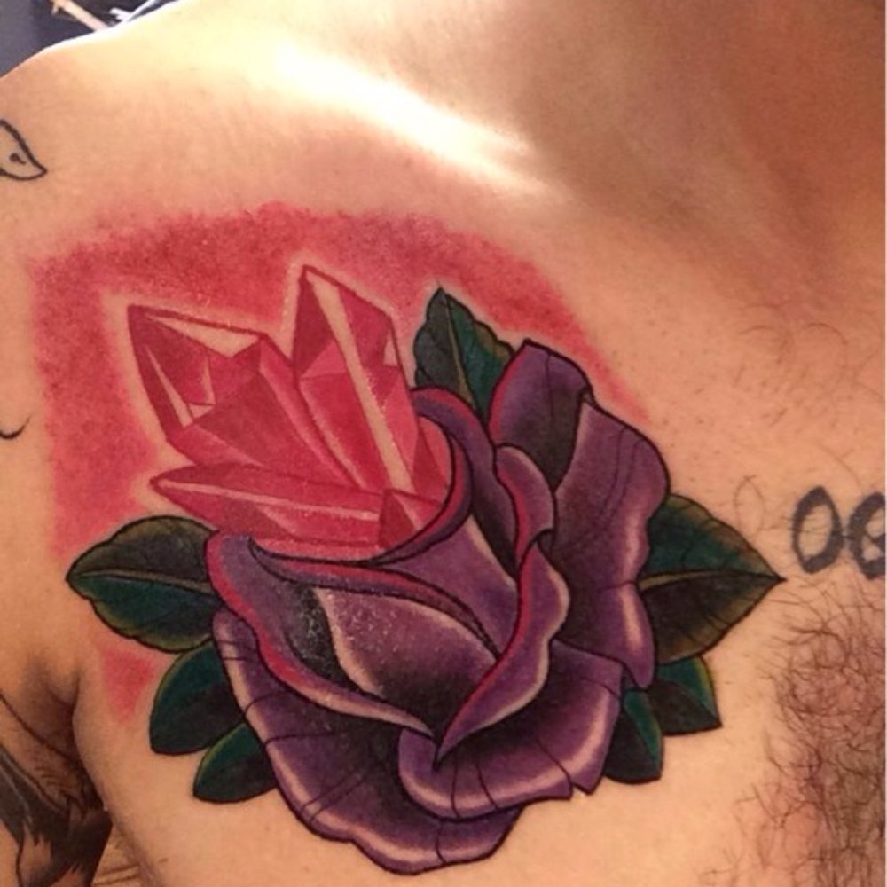 Pachuco Tattoo - Chest tattoo purpleRose neoTraditional - Piercing Near Me - Orange, California Pachuco Tattoo - Chest tattoo purpleRose neoTraditional - Piercing Near Me - Orange, California
