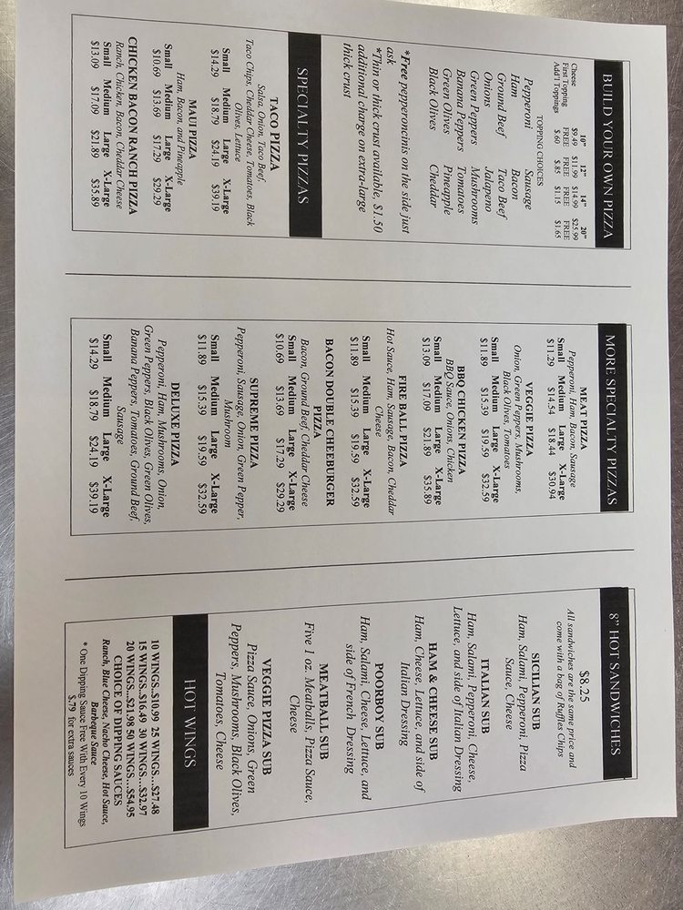 Food from Chubby's Pizza