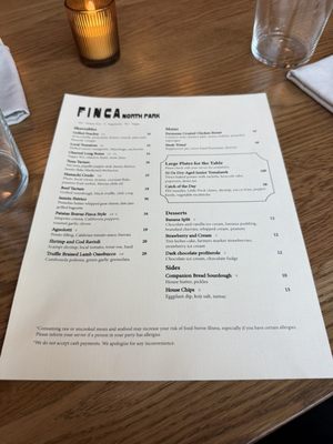Menu photo 2 Finca San Diego, CA