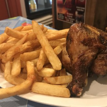 Pollos A La Brasa El Chalan - Rotisserie chicken quarter - juicy but a little lacking in salt - Peruvian Near Me - Boston, Massachusetts Pollos A La Brasa El Chalan - Rotisserie chicken quarter - juicy but a little lacking in salt - Peruvian Near Me - Boston, Massachusetts