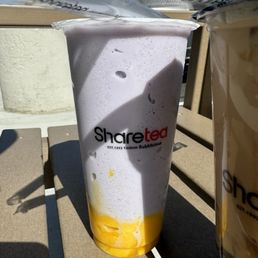 Taro with pudding.  Not very sweet.. FYI