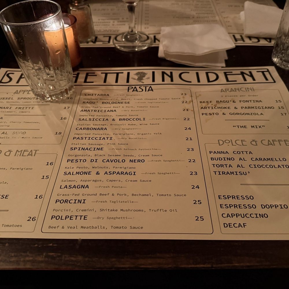 Spaghetti Incident - Menu - Italian Near Me - New York, New York Spaghetti Incident - Menu - Italian Near Me - New York, New York