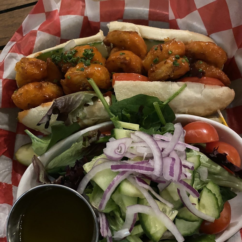 Smack Shack - Fried shrimp po boy with side salad and oily dressing - Seafood Near Me - Minneapolis, Minnesota Smack Shack - Fried shrimp po boy with side salad and oily dressing - Seafood Near Me - Minneapolis, Minnesota