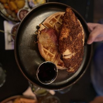 ProAbition - Chicken and waffles...a ok. The photo May looked like it's burnt chicken but it was the inside lighting - New American Near Me - Riverside, California