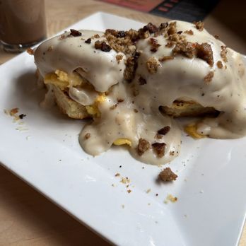 Patria - This is the biscuits with Bacon egg and sausage bits with a gravy It's amazing the biscuits taste home made nice and Fluffy - Coffee & Tea Near Me - Pagosa Springs, Colorado Patria - This is the biscuits with Bacon egg and sausage bits with a gravy It's amazing the biscuits taste home made nice and Fluffy - Coffee & Tea Near Me - Pagosa Springs, Colorado