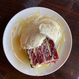 Red velvet cake with ice cream