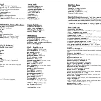 Sushi Fish Attack - Menu as of 9/24/210 - Sushi Bars Near Me - San Diego, California Sushi Fish Attack - Menu as of 9/24/210 - Sushi Bars Near Me - San Diego, California