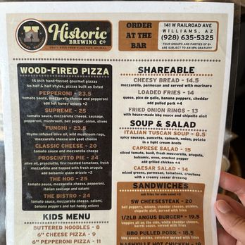 Historic Barrel House - Williams - Food menu 6/5/2026 - Breweries Near Me - Williams, Arizona Historic Barrel House - Williams - Food menu 6/5/2026 - Breweries Near Me - Williams, Arizona