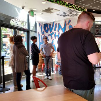Dave's Hot Chicken - People waiting for their orders.  There were none in line when we first arrived.  Some of these people were getting antsy about their orders - Chicken Shop Near Me - Dublin, California