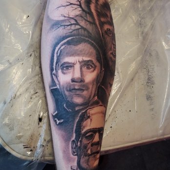 Inkflicted Tattoo - Black and grey wolf man, Dracula and Frankenstein's monster by Jason. - Tattoo Near Me - Waipahu, Hawaii