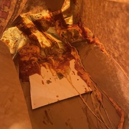 This was the inside of the bag where all of the pasta spilled