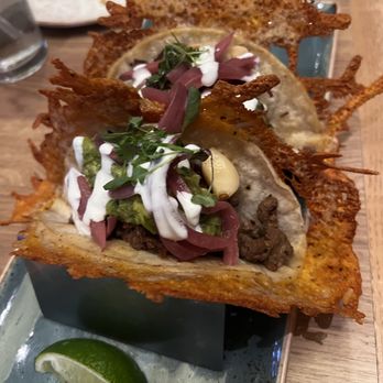 Fairway Cafe - Carne asada tacos with melted Parmesan cheese - New American Near Me - San Jacinto, California