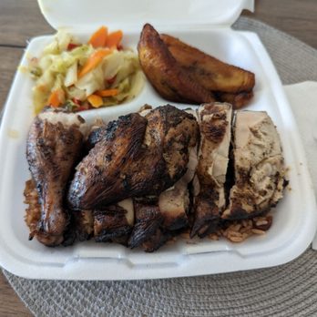 Island Express Restaurant - Large Jerk platter with three sides. - Caribbean Near Me - Elburn, Illinois Island Express Restaurant - Large Jerk platter with three sides. - Caribbean Near Me - Elburn, Illinois