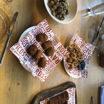 Jaleo - Mushrooms, Croqueta Mixta, fried calamari, fried meat with cheese inside - Spanish Near Me - Washington, DC, District of Columbia