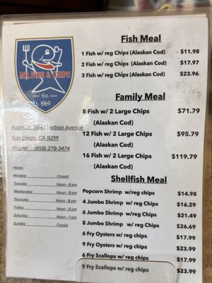Menu photo 2 Mr. Fish and Chips San Diego, CA