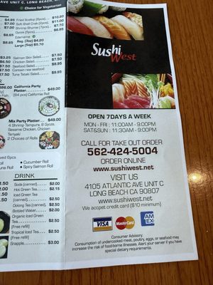 Menu photo 5 Sushi West Long Beach, CA