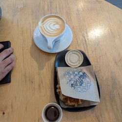 Velodrome Coffee - Caramel Cappuccino and waffle