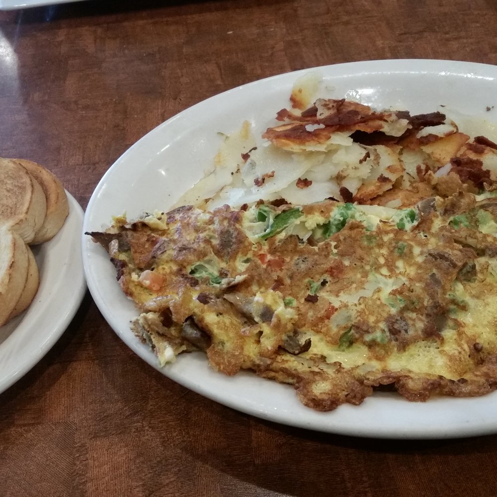 AZ diner - Greek Omelette- Tomatoes, onion, bell peppers, feta cheese and Gyro meat. Bomb! Homefries and toast were just ok. - American Near Me - Surprise, Arizona AZ diner - Greek Omelette- Tomatoes, onion, bell peppers, feta cheese and Gyro meat. Bomb! Homefries and toast were just ok. - American Near Me - Surprise, Arizona