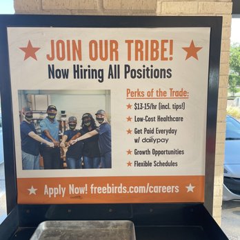 Freebirds World Burrito - Hiring---paying BIG bucks!!! - Mexican Near Me - Richardson, Texas Freebirds World Burrito - Hiring---paying BIG bucks!!! - Mexican Near Me - Richardson, Texas