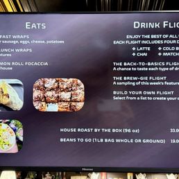 Menu of foods and drink flights in January 2026 Menu of foods and drink flights in January 2026