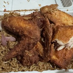 Chicken Wings with Fried Rice. Too good to wait for picture.