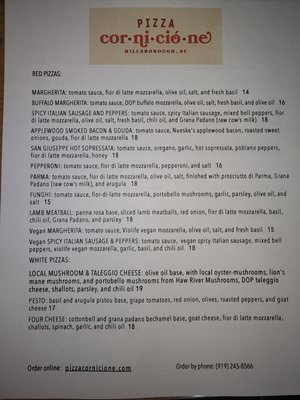 Menu photo 2 Pizza Cornicione Hillsborough, NC Menu photo 2 Pizza Cornicione Hillsborough, NC