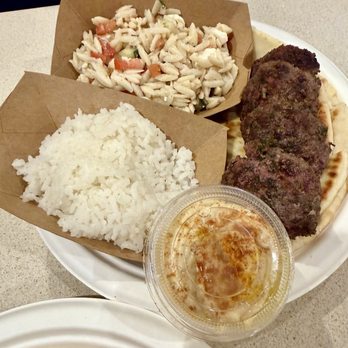 Ghassan's Fresh Mediterranean Eats - Beef Kafta Platter with rice and pasta salad - Middle Eastern Near Me - Greensboro, North Carolina Ghassan's Fresh Mediterranean Eats - Beef Kafta Platter with rice and pasta salad - Middle Eastern Near Me - Greensboro, North Carolina
