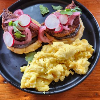 KickStand Coffee & Kitchen - Breakfast sopes with vegan eggs - Coffee & Tea Near Me - Hood River, Oregon