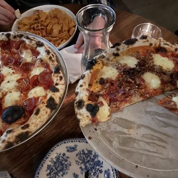 Mercato Italian Kitchen & Bar-Canton - Pizza:  1). pepperoni w/ spicy honey, 2). little pigs (pepperoni, sausage, bacon - Italian Near Me - Canton, Connecticut