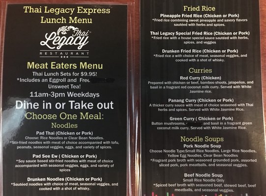 Menu photo 5 Thai Legacy Restaurant Brandon, FL