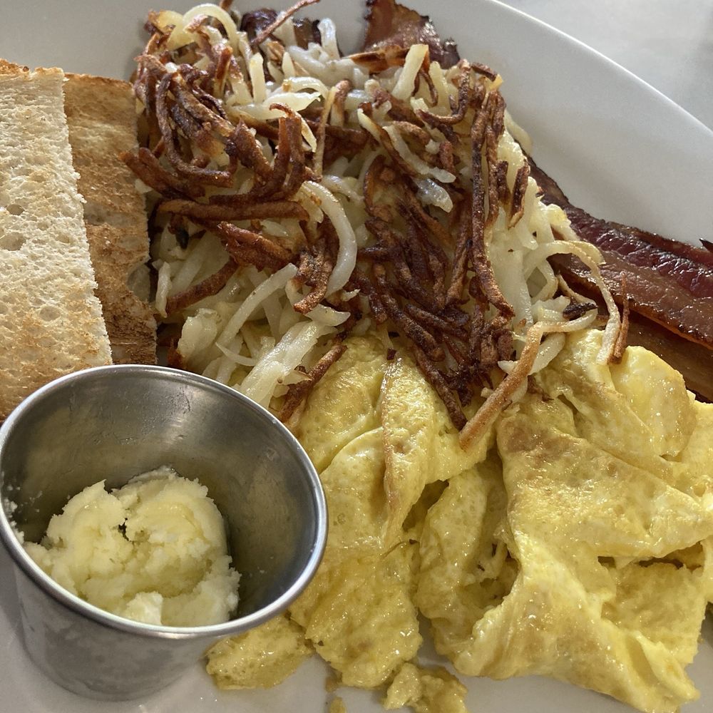 Morning Squeeze - 2 My Eggs My Way, hard scrambled with bacon, hash browns & toast. Best breakfast eggs I've had in a while. - Breakfast & Brunch Near Me - Phoenix, Arizona Morning Squeeze - 2 My Eggs My Way, hard scrambled with bacon, hash browns & toast. Best breakfast eggs I've had in a while. - Breakfast & Brunch Near Me - Phoenix, Arizona