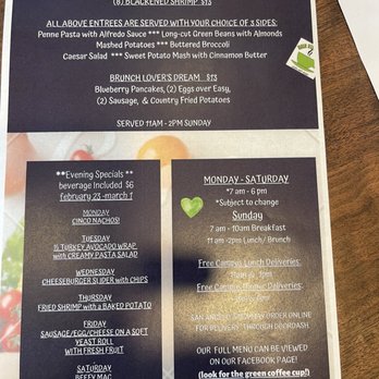 Main Street Cafe - Some menu items - Cafes Near Me - San Angelo, Texas