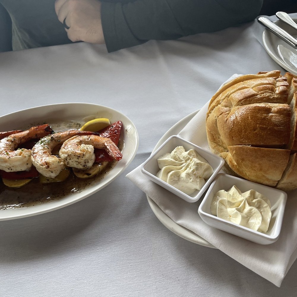 Carson's Ribs - Chargrilled Mediterranean Shrimp Fresh Baked Tuscan Loaf - American Near Me - Milwaukee, Wisconsin Carson's Ribs - Chargrilled Mediterranean Shrimp Fresh Baked Tuscan Loaf - American Near Me - Milwaukee, Wisconsin