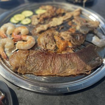 Seng's Asian Barbecue - Kalbi-boneless, shrimp, zucchini, pork belly, and pork bulgogi. - Barbeque Near Me - Spokane, Washington Seng's Asian Barbecue - Kalbi-boneless, shrimp, zucchini, pork belly, and pork bulgogi. - Barbeque Near Me - Spokane, Washington