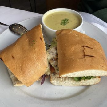Bella Siena - Chicken panini w/ their soup of the day (today's soup was cream of asparagus) - Italian Near Me - Benicia, California