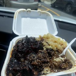Yeah Man Good Vibes - Oxtails with peas and rice and cabbage