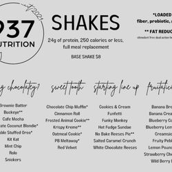 937 Nutrition - Shake menu