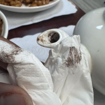 China Rose - I got my paper napkin and twisted into the spout, and the black transferred onto the napkin. Yuck. - Chinese Near Me - Milpitas, California