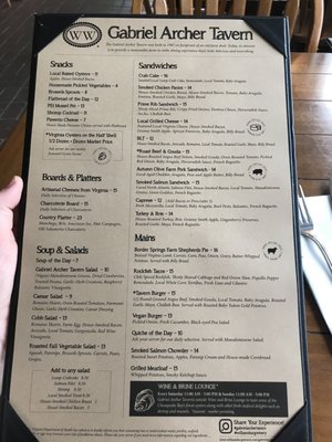Menu photo 8 Gabriel Archer Tavern Williamsburg, VA Menu photo 8 Gabriel Archer Tavern Williamsburg, VA