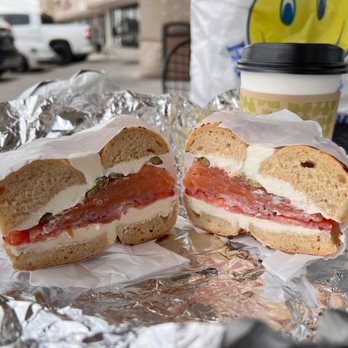 Jersey Bagels - The Nova on an Everything bagel with onion and chive spread - incredible! The Creme brulee coffee was amazing too. - Bagels Near Me - Houston, Texas Jersey Bagels - The Nova on an Everything bagel with onion and chive spread - incredible! The Creme brulee coffee was amazing too. - Bagels Near Me - Houston, Texas
