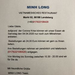 MINH LONG - Öffnungszeiten ändern