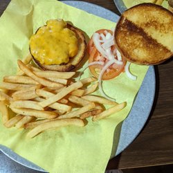 Whiskey Glasses - This is a ten dollar burger, served to me open-faced like they're supposed to be proud of it?