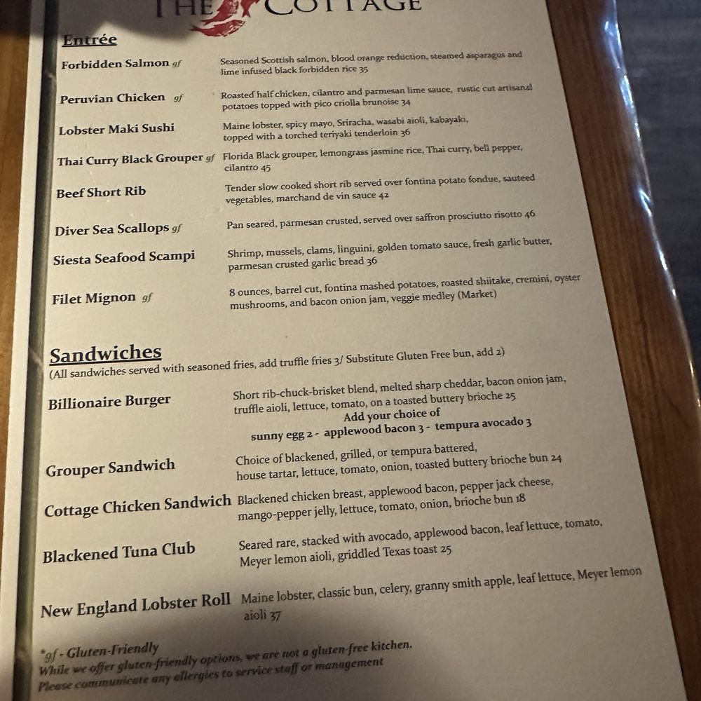 The Cottage - Menu - New American Near Me - Sarasota, Florida The Cottage - Menu - New American Near Me - Sarasota, Florida