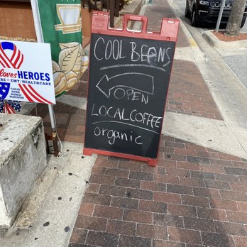 Cool Beans & More - Coffee shop is tucked behind in a courtyard. Look for this sign! - Coffee & Tea Near Me - New Smyrna Beach, Florida