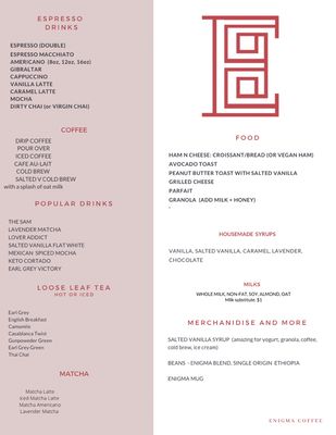Menu photo 3 Enigma Coffee Los Angeles, CA