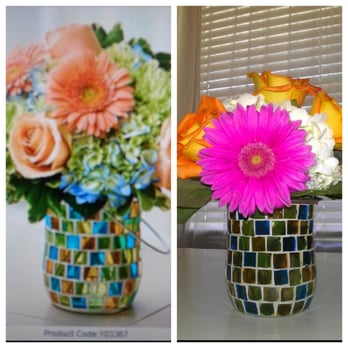 Blooms Florist - Ordered flowers on the left & rec'd flowers on the right! Bloom Florist told me that images online were "skewed"! - Florists Near Me - Edgewater, Maryland Blooms Florist - Ordered flowers on the left & rec'd flowers on the right! Bloom Florist told me that images online were "skewed"! - Florists Near Me - Edgewater, Maryland