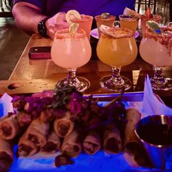 Temple Bar Urban Eats - Spring rolls, Margarita flight and candy shot flight.