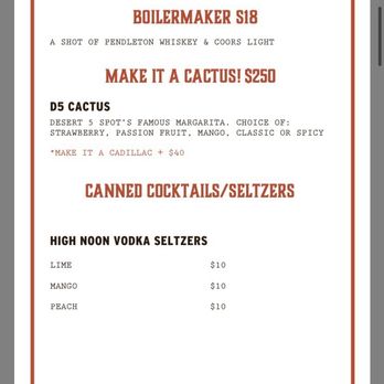 Desert 5 Spot - Menu - Cocktail Bars Near Me - Los Angeles, California Desert 5 Spot - Menu - Cocktail Bars Near Me - Los Angeles, California